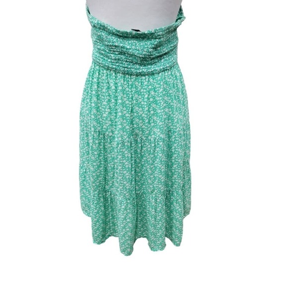 American Eagle Ditsy Floral Print Smocked Halter Dress Size Large Green - Picture 7 of 13